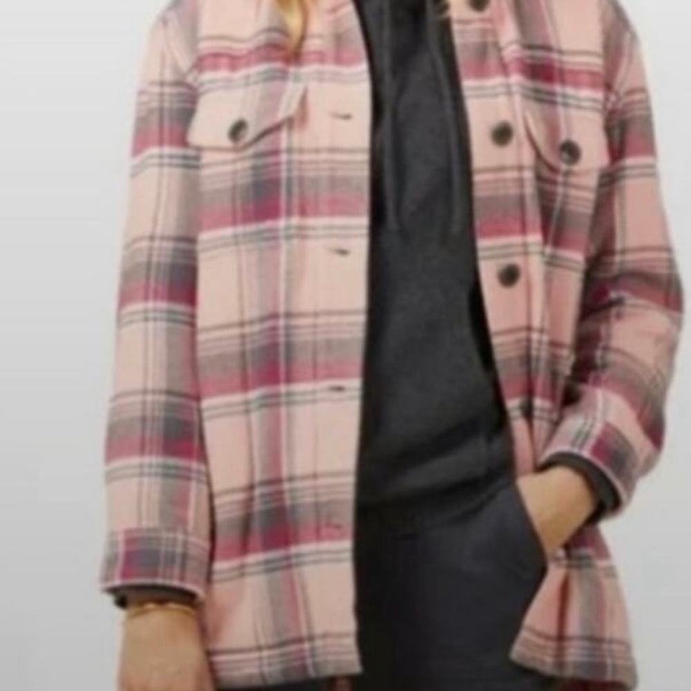 Outerknown Blanket Shirt Jacket Pink Plaid Shacket Large